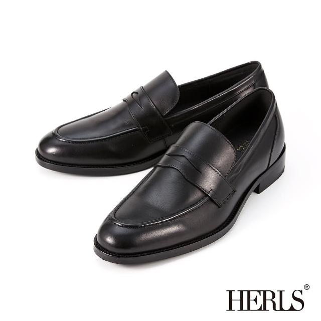 【HERLS】男鞋系列-全真皮經典雙縫線便仕樂福鞋(黑色)