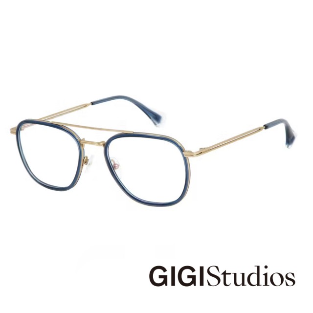 【GIGI Studios】鈦合金超輕飛行框光學眼鏡(透藍色 - DICKENS-6677/3)