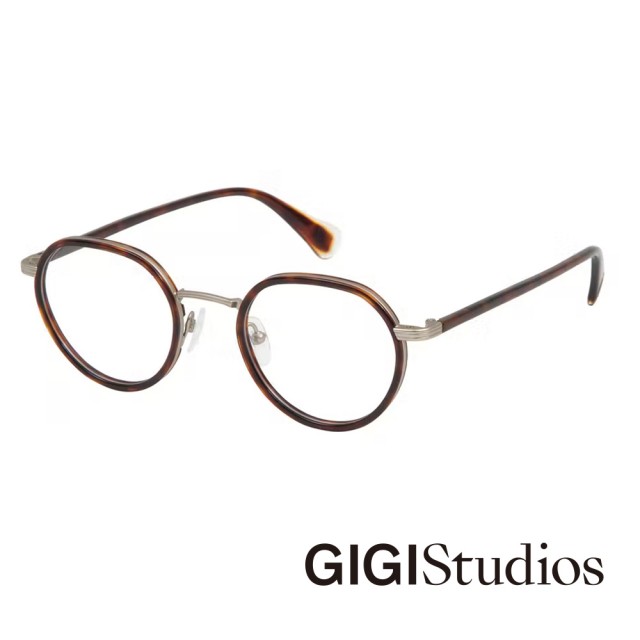 【GIGI Studios】康丁斯基粗圓框光學眼鏡(深琥珀銀 - KANDINSKY-6644/9)