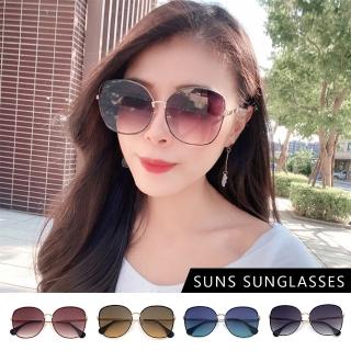 【SUNS】時尚大框墨鏡 歐美秘戀太陽眼鏡 質感鑲鑽金屬簡約框 七色任選(抗UV400/檢驗合格)