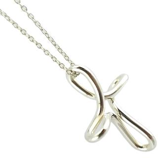 【Tiffany&Co. 蒂芙尼】925純銀-立體永恆十字墜飾女用頸鍊項鍊(展示品)