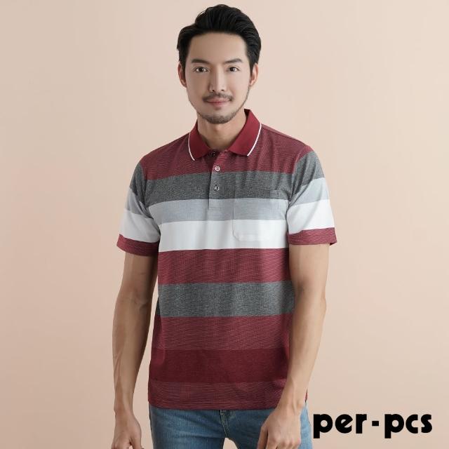 【per-pcs 派彼士】魅力撞色條紋POLO衫(721507)