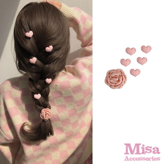 【MISA】韓國設計甜美愛心花朵造型髮夾6件套組(愛心髮夾 花朵髮夾)