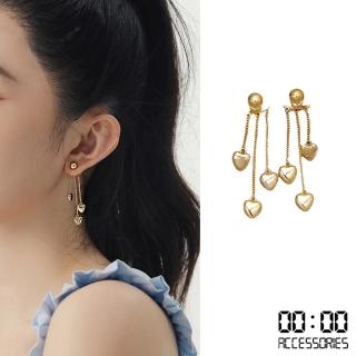 【00:00】韓國設計時尚金屬風愛心造型流蘇耳環(愛心耳環 流蘇耳環 金屬耳環)