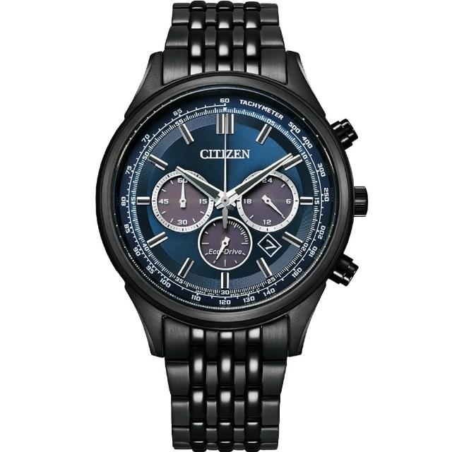【CITIZEN 星辰】亞洲限定 光動能計時手錶-黑X冰川藍(CA4418-82L)