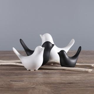 【JEN】創意北歐陶瓷可愛小鳥桌面擺飾居家裝飾(2色可選)