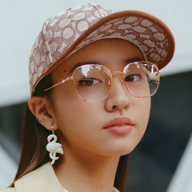 【COACH】木村光希廣告款 時尚金屬光學眼鏡 精緻水晶鑽設計 HC5143BD 9407 淡金 公司貨