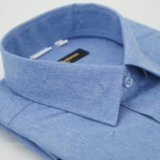 【金安德森】深藍色圖案窄版長袖襯衫-fast