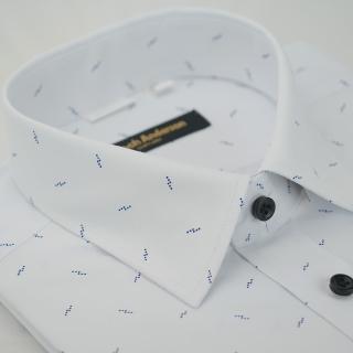【金安德森】白色圖案窄版長袖襯衫