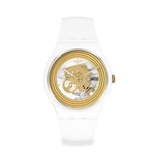 【SWATCH】New Gent 原創系列手錶GOLDEN RINGS WHITE 金與白 男錶 女錶 瑞士錶 錶(41mm)