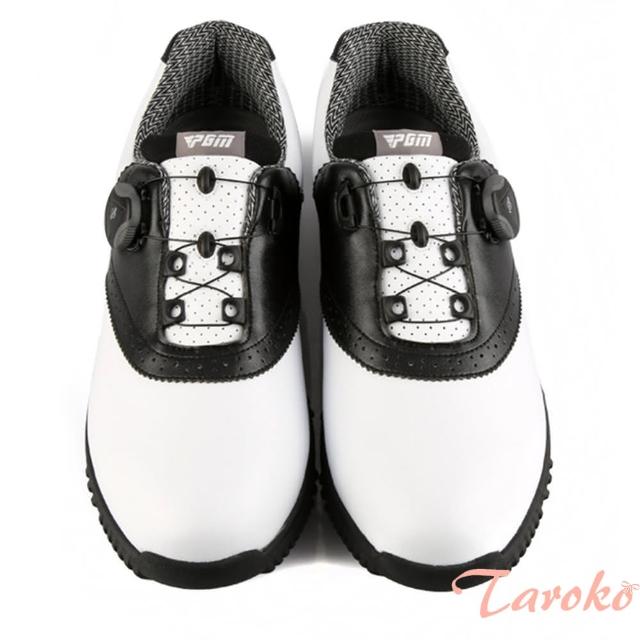 【Taroko】黑白色旋轉鞋帶男性運動休閒鞋(白黑色)