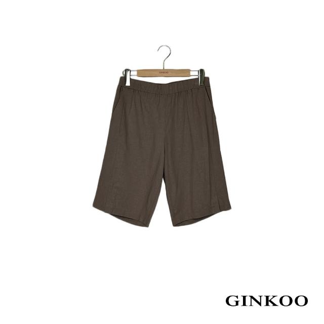 【GINKOO 俊克】質感麻短褲
