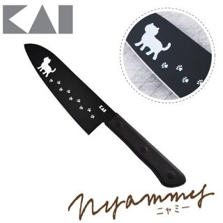 【KAI 貝印】Nyammy 黑貓咪三德廚刀 16.5cm(菜刀 三德刀)