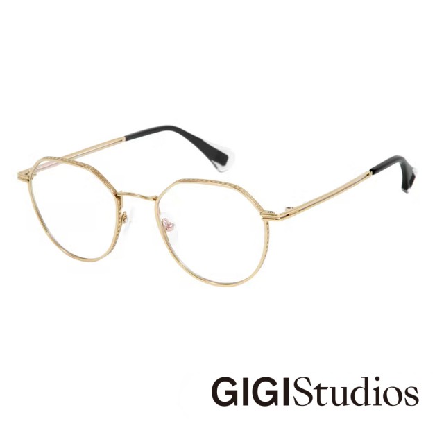【GIGI Studios】六邊形圓角鈦金光學眼鏡(金色 - VOLTAIRE-6676/5)