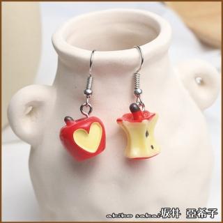 【Akiko Sakai】蘋果偷咬一口搞怪不對稱造型耳環(生日 送禮 禮物)