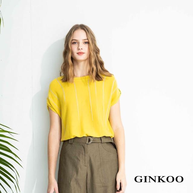 【GINKOO 俊克】線條法式袖針織上衣