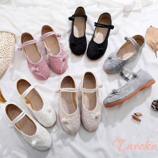 【Taroko】天使緞帶平底刺繡布面圓頭娃娃鞋(29色可選)