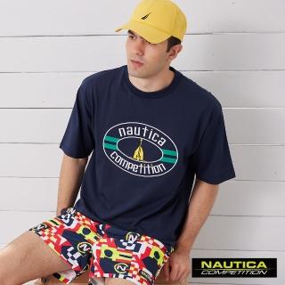 【NAUTICA】男裝立體刺繡圖騰短袖T恤(深藍)