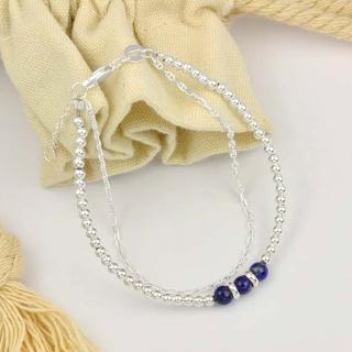 【Niloe】湛藍海洋串珠手鍊-女款創新設計(925純銀、獨家設計、天然石)