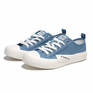 【KANGOL】帆布鞋 藍 側方標 解構 休閒鞋 女(6222160380)