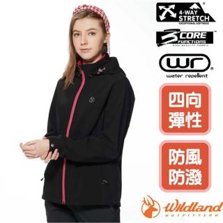 【Wildland 荒野】女 彈性防風超潑機能輕量外套.夾克.風衣(0A92911-54 黑)
