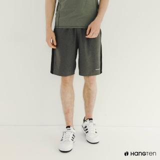 【Hang Ten】男裝-恆溫多功能-3M吸濕排汗涼感鋁片撞色網布針織短褲(花紗灰)