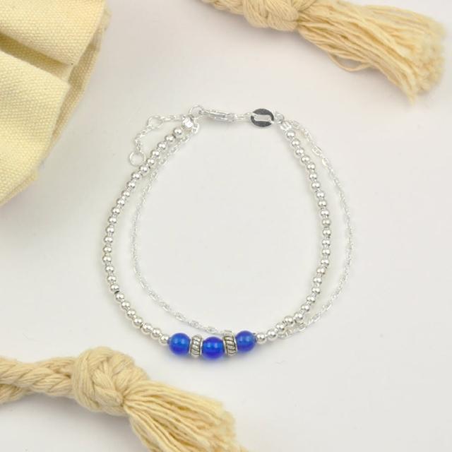 【Niloe】湛藍海岸串珠手鍊-女款創新設計(925純銀、獨家設計、天然石)