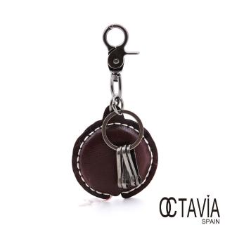 【OCTAVIA 8】圓形 牛皮車線量尺鑰匙吊飾(深咖啡)