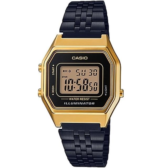 【CASIO 卡西歐】復古電子錶(黑金_LA680WEGB-1A)