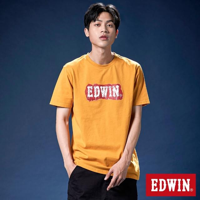 【EDWIN】男女裝 網路獨家↘塗鴉LOGO短袖T恤(黃色)