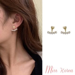 【MISS KOREA】韓國設計S925銀針氣質甜美愛心珍珠造型耳環(S925銀針耳環 愛心耳環 珍珠耳環)