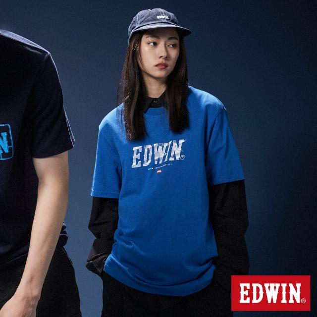 【EDWIN】男女裝 網路獨家↘EDWIN影子短袖T恤(藍色)