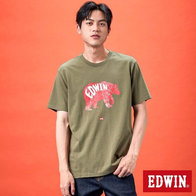 【EDWIN】男女裝 網路獨家↘熊熊出沒短袖T恤(綠色)