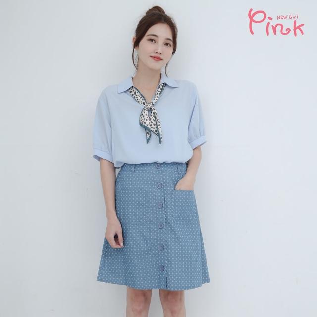 【PINK NEW GIRL】清新滿版圓點排扣休閒短裙 I2602AQ