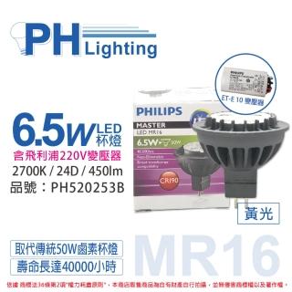 【Philips 飛利浦】2入 LED 6.5W 2700K 24度 不可調 MR16 杯燈 搭配220v變壓器 _ PH520253B