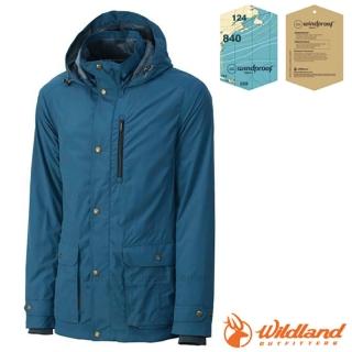 【Wildland 荒野】男款 絲絨防風保暖外套/抗紫外線(0A32910 中藍)