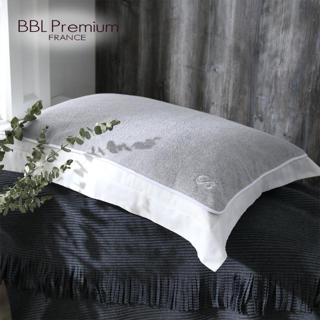 【BBL Premium】100%棉刺繡枕巾(霧晨灰)