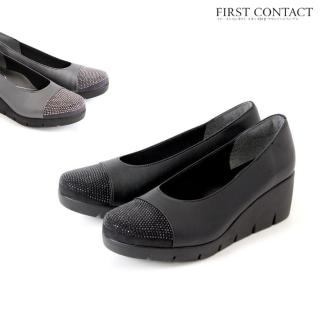 【First Contact】黑耀晶鑽厚底女包鞋(日本製女鞋)