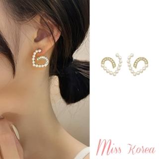 【MISS KOREA】韓國設計S925銀針浪漫愛心水鑽線條造型耳環(S925銀針耳環 水鑽耳環 愛心耳環)