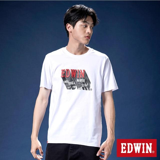 【EDWIN】男女裝 網路獨家↘3D-LOGO短袖T恤(白色)