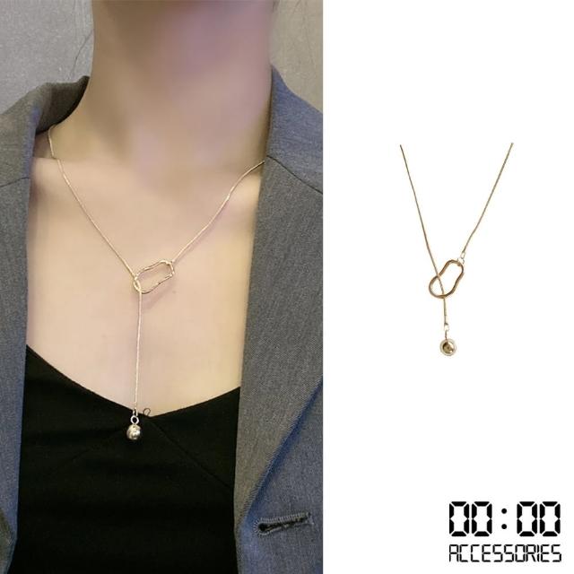 【00:00】韓國設計時尚金屬幾何圓珠造型Y字項鍊(圓珠項鍊 Y字項鍊)