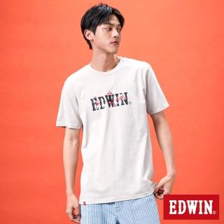 【EDWIN】男女裝 網路獨家↘插畫LOGO短袖T恤(淺卡其)