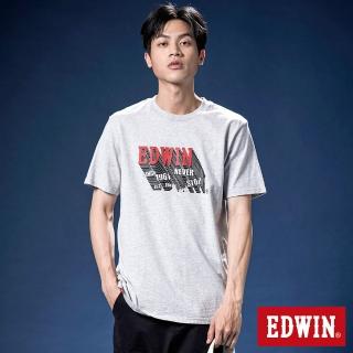 【EDWIN】男女裝 網路獨家↘3D-LOGO短袖T恤(淺灰色)