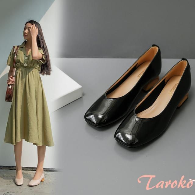 【Taroko】純靜午茶方頭都會粗跟淑女鞋(2色可選)