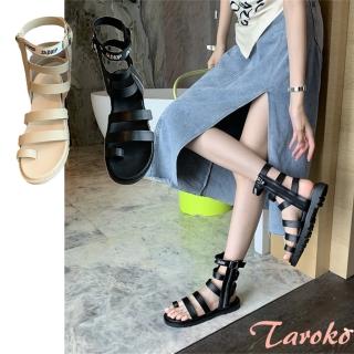 【Taroko】美式英文套趾羅馬鏤空平底涼鞋(2色可選)