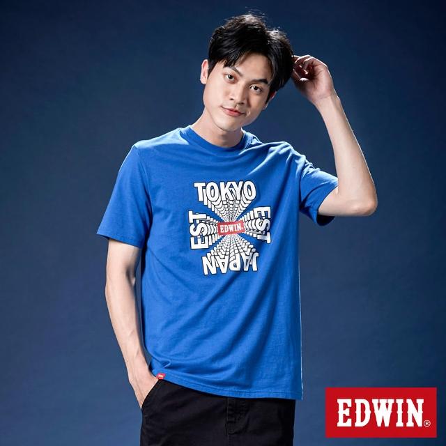 【EDWIN】男女裝 網路獨家↘立體TOKYO LOGO短袖T恤(藍色)