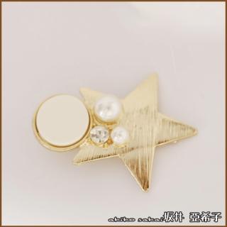 【Akiko Sakai】簡約拉絲幾何珍珠造型鑲鑽髮夾(生日 送禮 禮物)