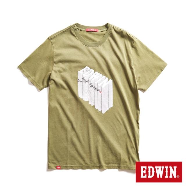 【EDWIN】男女裝 網路獨家↘3D上下堆疊短袖T恤(綠色)
