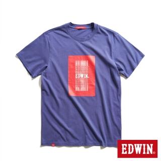 【EDWIN】男女裝 網路獨家↘3D色塊LOGO短袖T恤(土耳其藍)