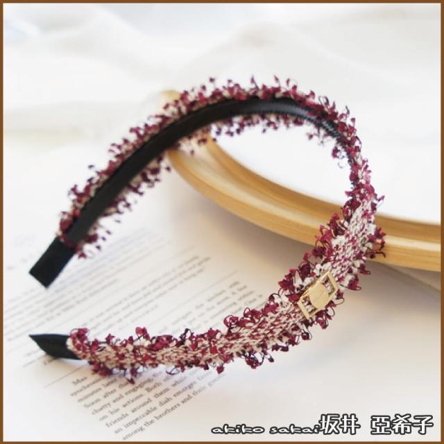 【Akiko Sakai】金屬裝飾布藝毛邊髮箍(生日 送禮 禮物)